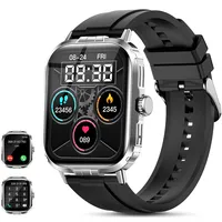 Smartwatch Damen Herren mit Telefonfunktion, 2,01 Zoll Touchscreen Fitnessuhr mit Herzfrequenzmesser und Schlafmonitor, IP68 Wasserdichte Sportuhr mit Digitaler Timer, Sportuhr für iOS Android