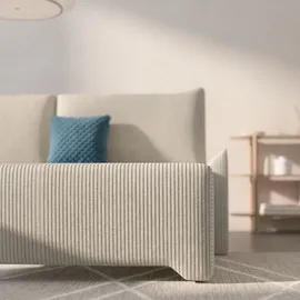 moeblo Eckcouch Cord 2-Sitzer Grau