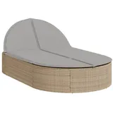 vidaXL Doppel-Sonnenliege mit Auflagen Beige Poly Rattan