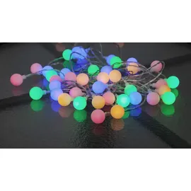 STAR Trading LED-Partykette BERRY 50 bunte, opale Kugeln 7,35m - Bunt