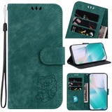 Handyhülle für Samsung Galaxy A03S Hülle Leder, Handy Samsung Galaxy A03S Tiger Hüllen, Leder Flip Etui Handytasche Schutzhülle für Samsung Galaxy A03S with Klapphülle Standfunktion Case grün