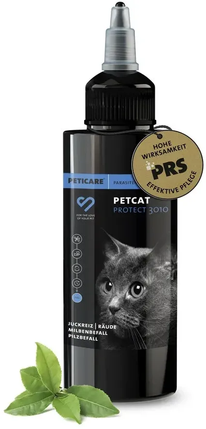 Peticare Anti-Parasiten Mittel für Katzen gegen Milben Flöhe Pilze 50 ml