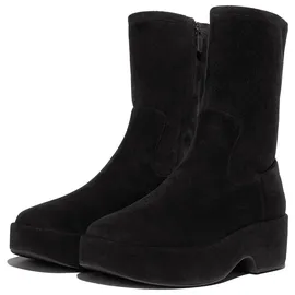 FitFlop Damen F-luma Stretch Suede Demi-wedge Mid-calf Boots Stiefelette, Schwarz, 40 EU