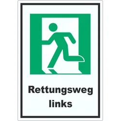 Rettungsweg links Aufkleber A4 (210x297mm)