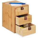 Relaxdays Schreibtisch Organizer 3 Schubladen Braun,Hellbraun