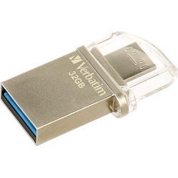 Verbatim Store n Go OTG 32GB Micro Drive USB 3.0 (32 GB, USB A, USB 3.0), USB Stick, Silber