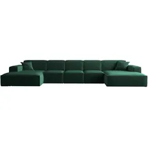 Fun Möbel Wohnlandschaft U-Form CELES PREMIUM XL in Stoff Opera Velvet Grün