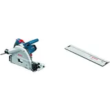 Bosch Professional Tauchsäge GKT 55 GCE (1.400 Watt, inkl. Kreissägeblatt Best for Wood, 165 mm Sägeblattdurchesser, Innensechskantschlüssel, im Karton) + Führungsschiene FSN 1100 (1,10 m Länge)