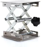 Hebebühnen für Laborlifte, 100 x 100 mm Laborunterstützung aus Edelstahl Jack Platform Laborlift-Stehtisch, erweiterbarer Hubhöhenbereich von 45 mm bis 150 mm