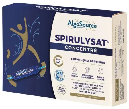 Algosource Spirulysat Konzentrierter Flüssiger Spirulina-Extrakt Ampullen 20x10ml