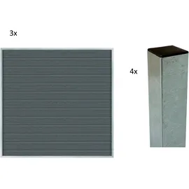 Plus Sichtschutzelement 175 x 180 cm grau Stahl 2 St.