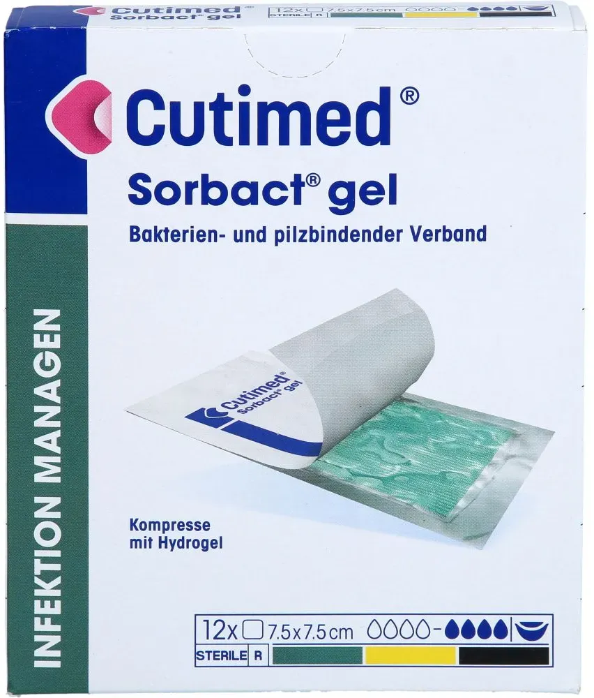CUTIMED Sorbact Gel Kompressen 7,5x7,5 cm 12 St
