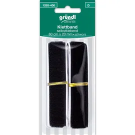 Gründl Klettband selbstklebend Schwarz 60 cm x 20 mm Handarbeit - Gründl