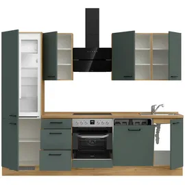 Nobilia Küchenleerblock Easytouch, Eiche, Dunkelgrün, Metall, nur wie online abgebildet bestellbar, 270 cm, Blauer Engel, Pefc, Goldenes M, Made in Germany, DGM-Klimapakt, seitenverkehrt erhältlich, vormontierter Korpus, Küchen, Küchenzeilen ,