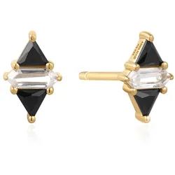 ANIA HAIE - STUD EARRINGS - TRIANGLE - Black/White Cubic Zirconia - gold