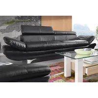 COTTA Polstergarnitur Enterprise, (Set), Set bestehend aus: 3-Sitzer mit Arm- & Kopfteilverstellung & Hocker schwarz