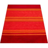Paco Home Wollteppich »Gabbeh 307« rechteckig 14 mm Höhe Kurzflor, handgewebt, reine Wolle, Gabbeh-Stil, gestreift, Wohnzimmer, orange