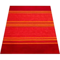 Paco Home Wollteppich Gabbeh 307« rechteckig 14 mm Höhe Kurzflor, handgewebt, reine Wolle, Gabbeh-Stil, gestreift, Wohnzimmer orange
