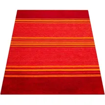 Paco Home Wollteppich »Gabbeh 307« rechteckig 14 mm Höhe Kurzflor, handgewebt, reine Wolle, Gabbeh-Stil, gestreift, Wohnzimmer, orange