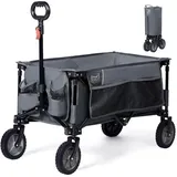 Famanu Trolley Faltbar mit verstellbarem Handgriff - Grau, große Kapazität, schwer belastbar