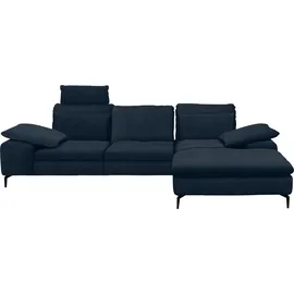 W.Schillig Eckcouch Leder 2-Sitzer Blau