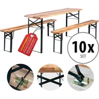 10x Bierzeltgarnitur Festzeltgarnitur Biertischgarnitur Bierbank Biertisch Holz