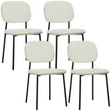 Homcom Esszimmerstühle 4er Set, Küchenstuhl mit Rückenlehne, Polsterstuhl mit Samtoptik und Stahlbeine, Moderner Wohnzimmerstuhl für Esszimmer, Küche,