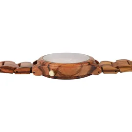 Excellanc Damen-Holzuhr Faltschließe Leuchtzeiger Analog Quarz 1800237 (Zebraholz)