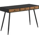 [en.casa] Schreibtisch Tumba 115x48x75cm mit 3 Schubladen Bürotisch Computertisch Tisch Metallgestell Schwarz/Dunkler Holzton