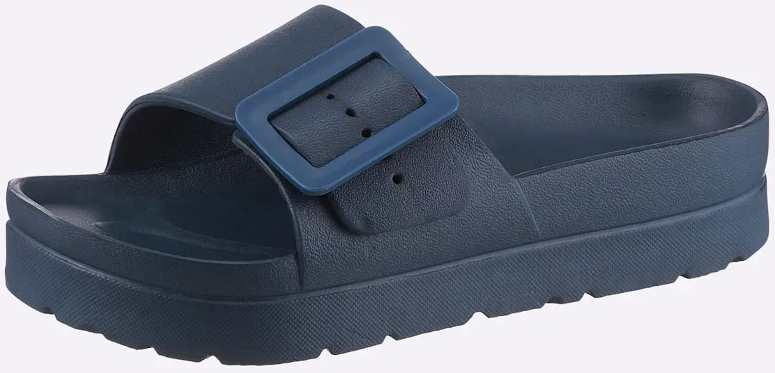 Badepantolette SIEBI`S, Damen, Gr. 38, marine, Synthetik, Schuhe