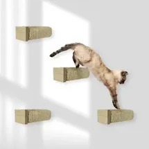 Rohrschneider Katzentreppe Wandelement für Katzen mit starkem Sisalseil 4-er Set) natur | beige