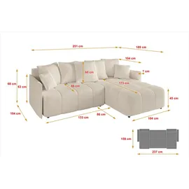 altdecor Ecksofa Cord 2-Sitzer Beige