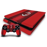 Head Case Designs Offizielle AC Milan Home 2023/24 Wappen-Set Vinyl Haut Gaming Aufkleber Abziehbild Abdeckung kompatibel mit Sony Playstation 4 PS4 Slim Console and DualShock 4 Controller