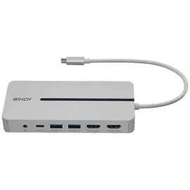 Lindy DST-Mx Duo, USB C Mini Laptop/Macbook Docking- - 2x 4K HDMI, PD 3.0 100W, Pass-Through-Laden