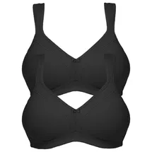 SUSA 2er Pack BH ohne Bügel Topsy Damen, Gr. 85, Cup A, schwarz, Stoff, Obermaterial: 83% Polyester PES. 17% Elasthan EL., BHs