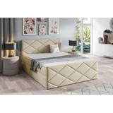 Bett mit Matratze und Lattenrost HALKA – 180x200, beige 2 + ER Topper - Beige