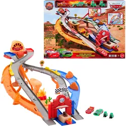 Disney Pixar Cars Radiator Springs Rennen & Retten Rettungsweg-Rennstrecke Spielset mit 4 Spielzeugautos