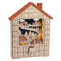Adventskalender Haus mit Beleuchtung aus Holz - B38 x T9 x H49 cm