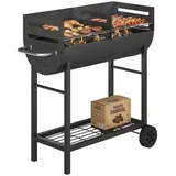 Outsunny Holzkohlegrill Grillwagen schwarz