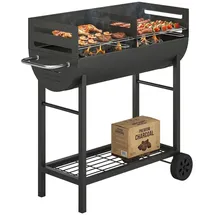 Outsunny Holzkohlegrill Grillwagen schwarz