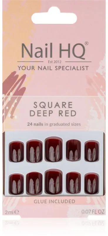 Nail HQ Square künstliche Fingernägel Deep Red 24 St.
