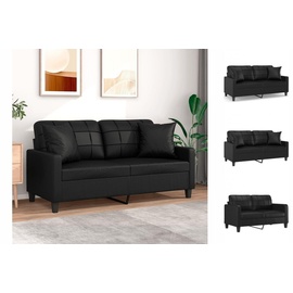 vidaXL Sofa 2 Sitzer, Couch mit Zierkissen, Schwarz Kunstleder