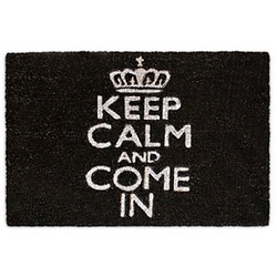 relaxdays Kokosmatte KEEP CALM AND COME IN schwarz 40,0 x 60,0 cm