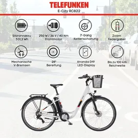 Telefunken Multitalent RC822 28 Zoll RH 48 cm weiß inkl. Fahrradkorb