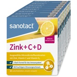 sanotact Zink + C + D (8x20 Lutschtabletten) • Zink Tabletten mit Vitamin C & Vitamin D3 • Vitamine für Immunsystem • Immun Vitamine • Zink Lutschtabletten • Fruchtiger Zitronengeschmack