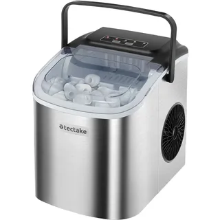 Tectake tectake® Eiswürfelmaschine 1,2 l Wassertank, 2 Eiswürfelgrößen Silber