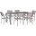Beliani Grosseto Set 7-tlg. Granitgartentisch single 180 x 90 cm schwarz/beige
