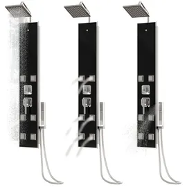 vidaXL Duschpaneel Glas 18x45,5x130 cm Schwarz