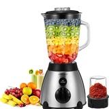 SOKANY 400W Standmixer und Smoothie Maker, 3 Geschwindigkeitsstufe, 2-in-1[1,5L Glasbehälter Mixer & 0,3L Kaffeemühle], Ice-Crush-Funktion, Edelstahl