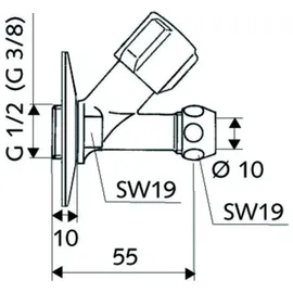 Schell COMFORT kurze Bauform 1/2Zoll, chrom